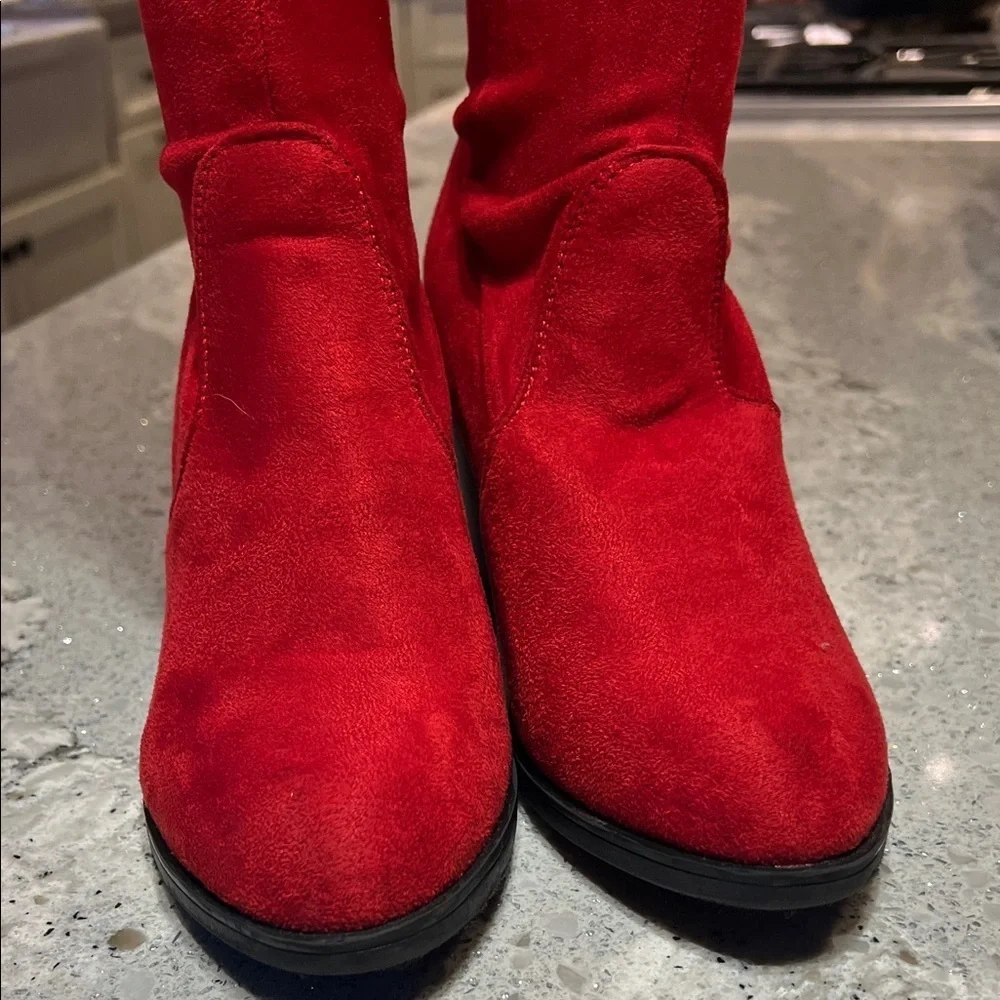 Like New Red Suede Over-the-Knee Boots Size 6.5